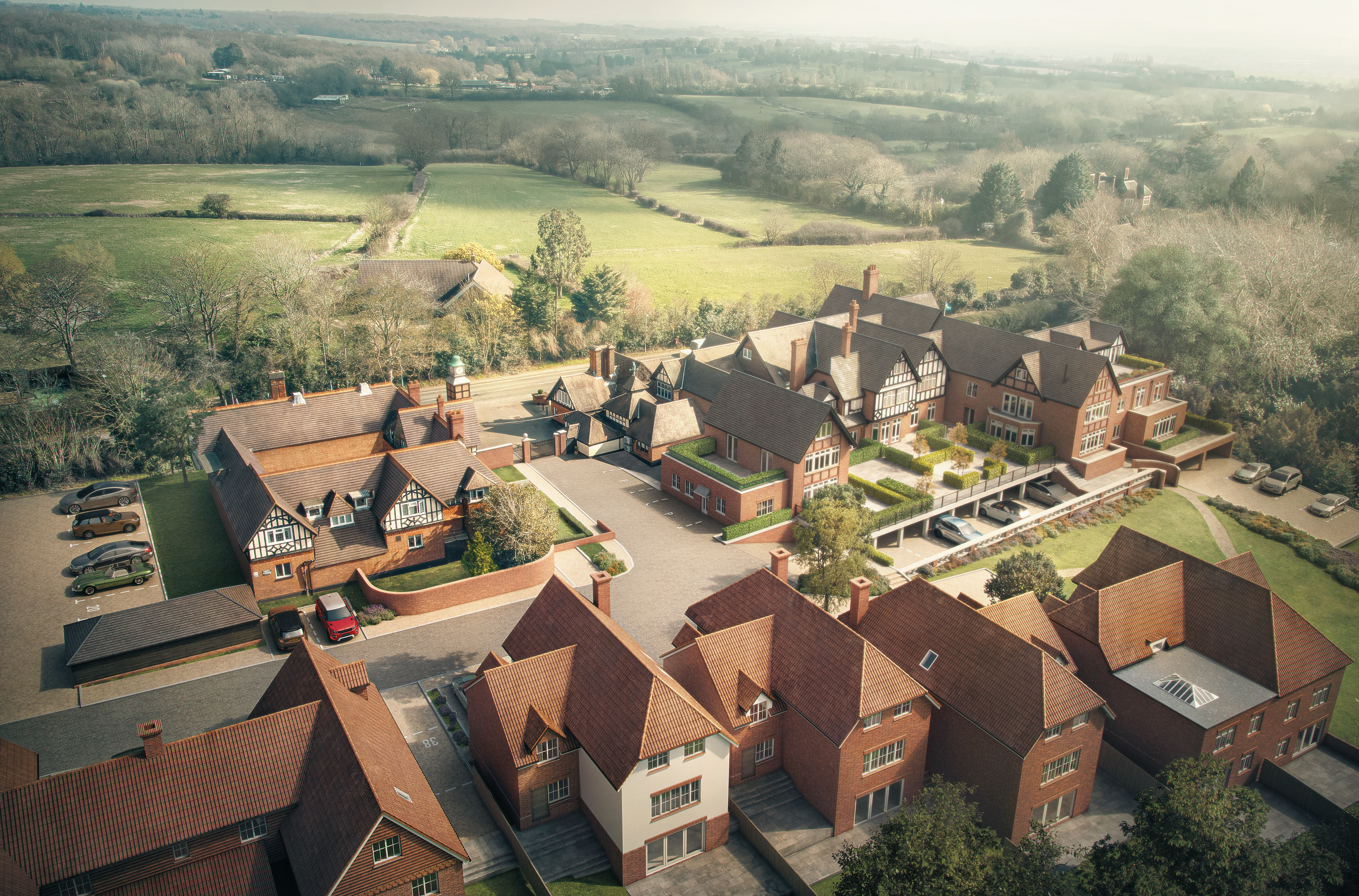 Aerial view of De Rougemont Manor development